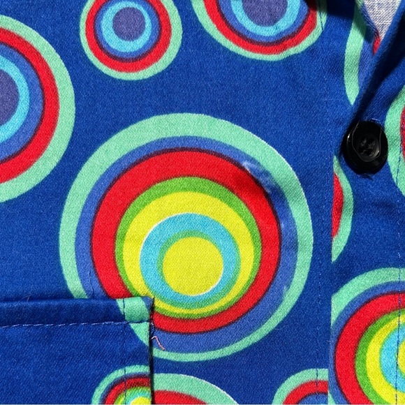 JOGAL Circle Pattern Short Sleeve Shirt sz L Casual Button Pockets Colorful Fun - Picture 8 of 8